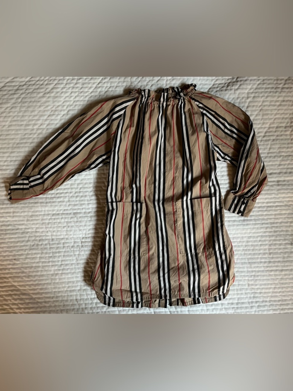Girls Burberry Tan Stripe Dress size 6 years